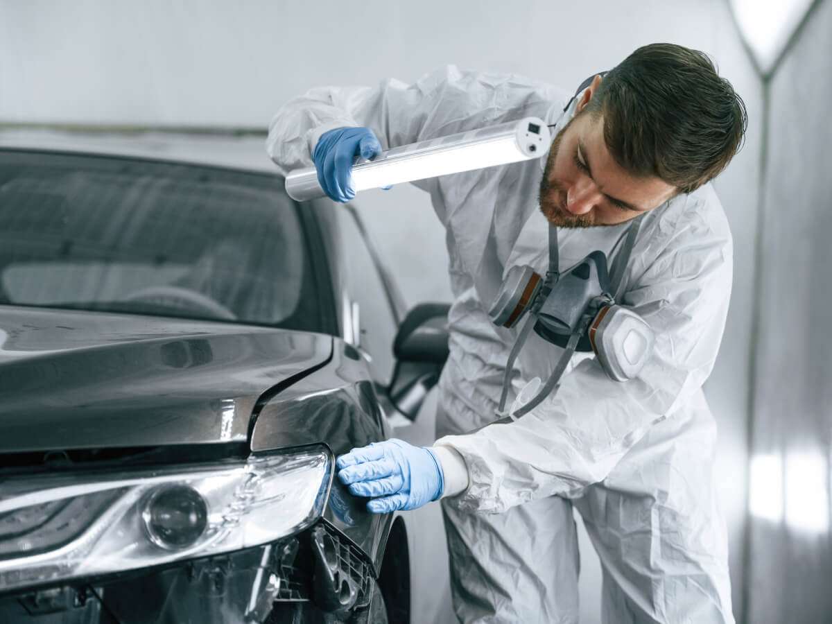 Technician inspecting a completed repair